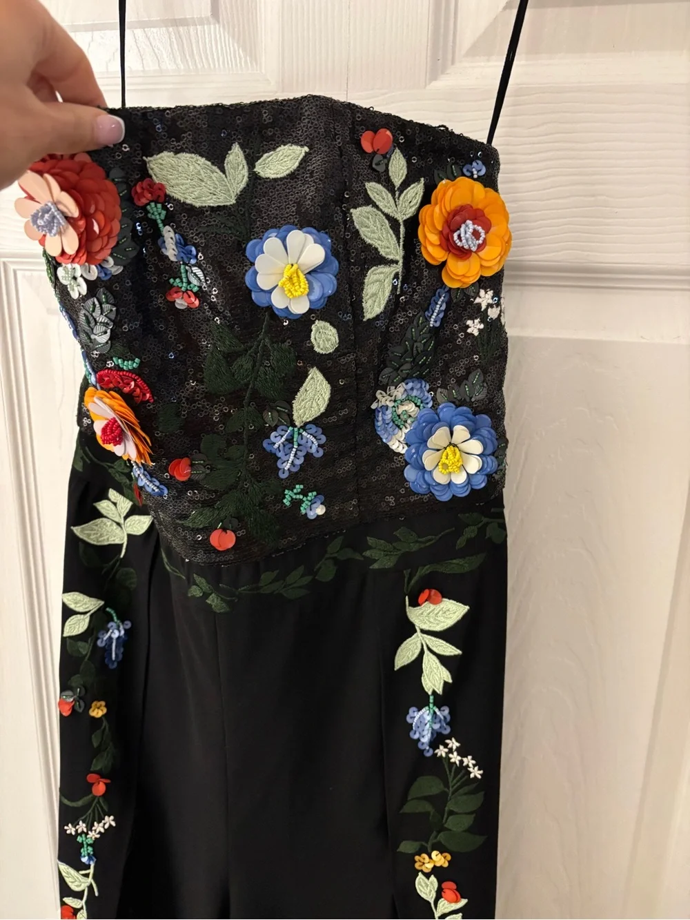 πΈ Alice + Olivia Sequin Floral Embroidered Bustier Jumpsuit πΈ - Picture 7 of 10